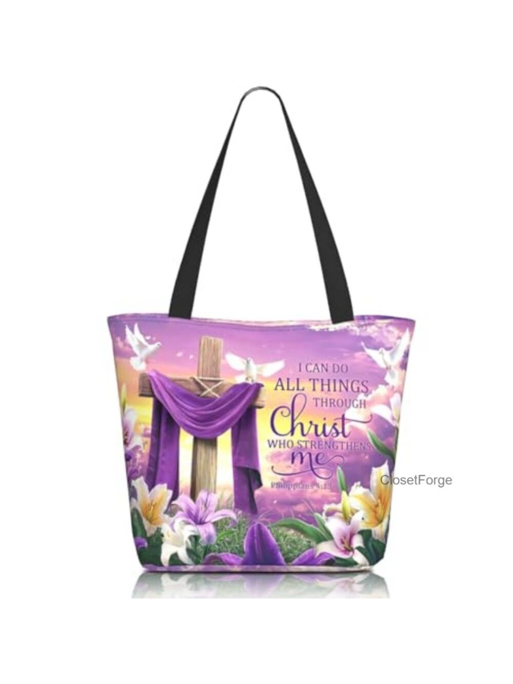 Bible Tote Bag for Women Christian Gift Shoulder Bag Waterproof Polyester